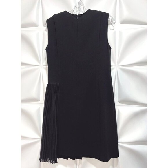 Theory Sz 4 Black Pleated Admiral Crepe Sleeveless Day Dress Sheath Shift - Picture 12 of 16